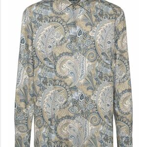 Etro Blue and Cream Paisley Men's Shirt Current Retail $745